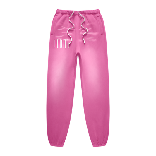 Pink Abrasion Washed Dyed Fleece Joggers